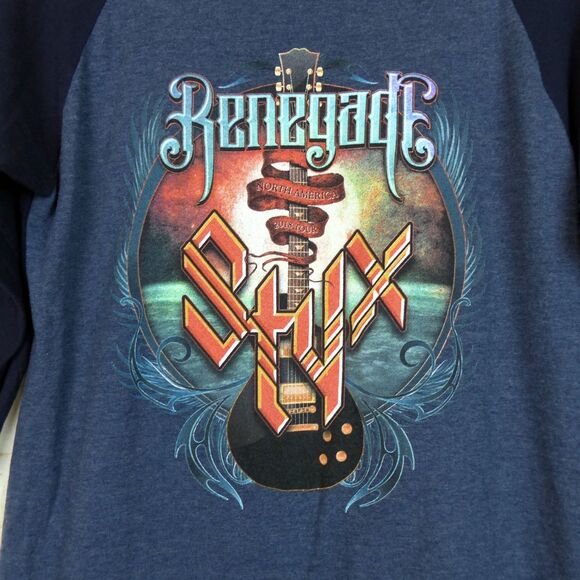 Styx Renegade 2018 Tour Shirt Men S Blue 3/4 Sleeve Raglan Baseball Graphic Tee - Picture 5 of 11